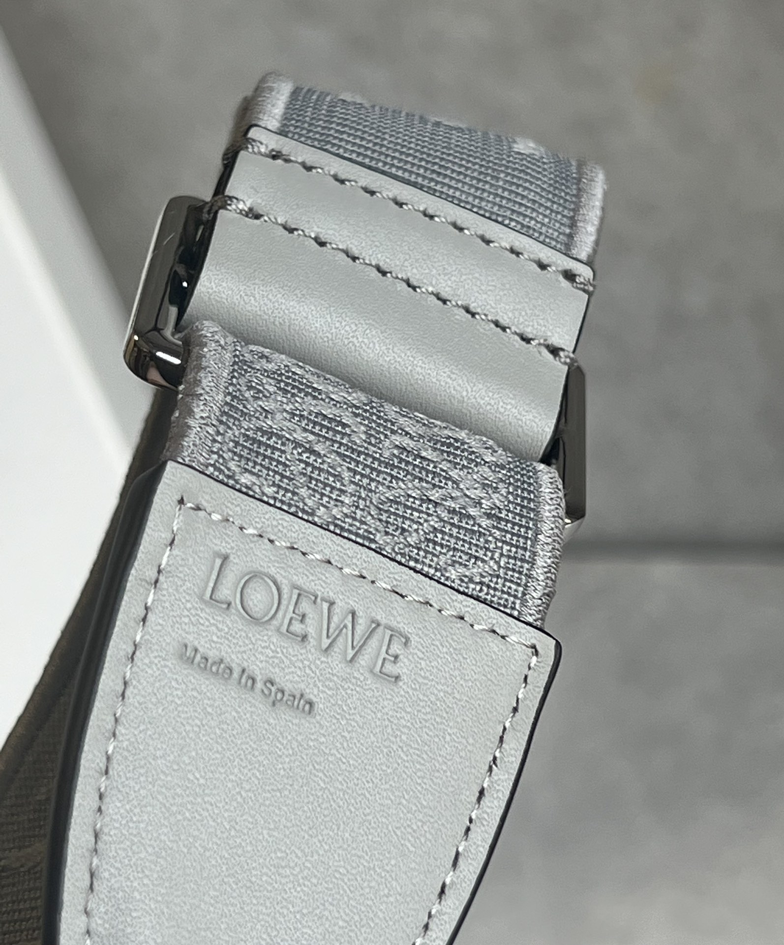 Loewe Mini Gate Dual Bag in Soft Calfskin and Jacquard Grey/Black